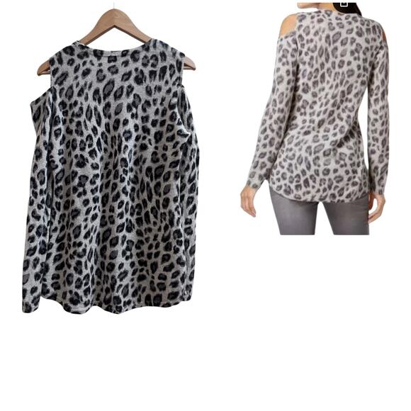 Cashmere Charter Club Luxury Leopard Print
Cold Shoulder Knit Top Size Large - Picture 3 of 9